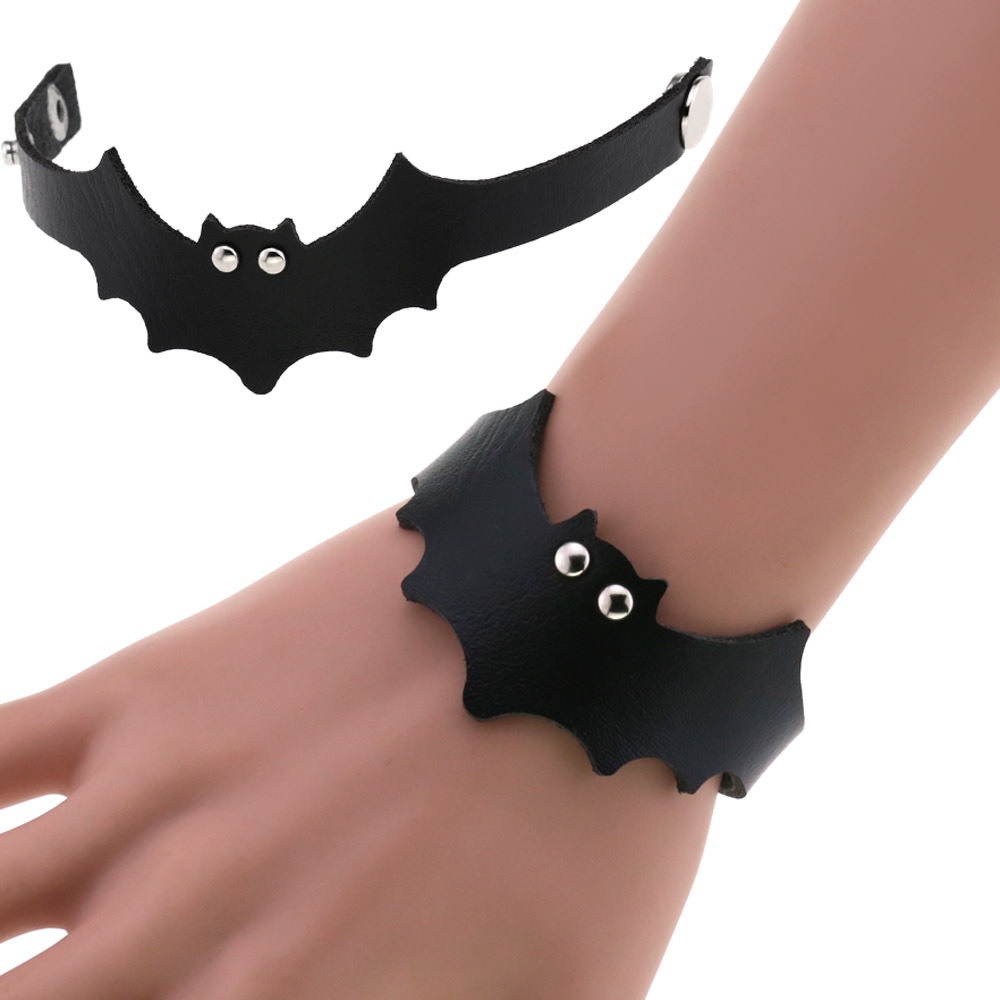 Men'S Accessories Trends 2025 - 펑크 블랙 박쥐 PU 가죽 팔찌