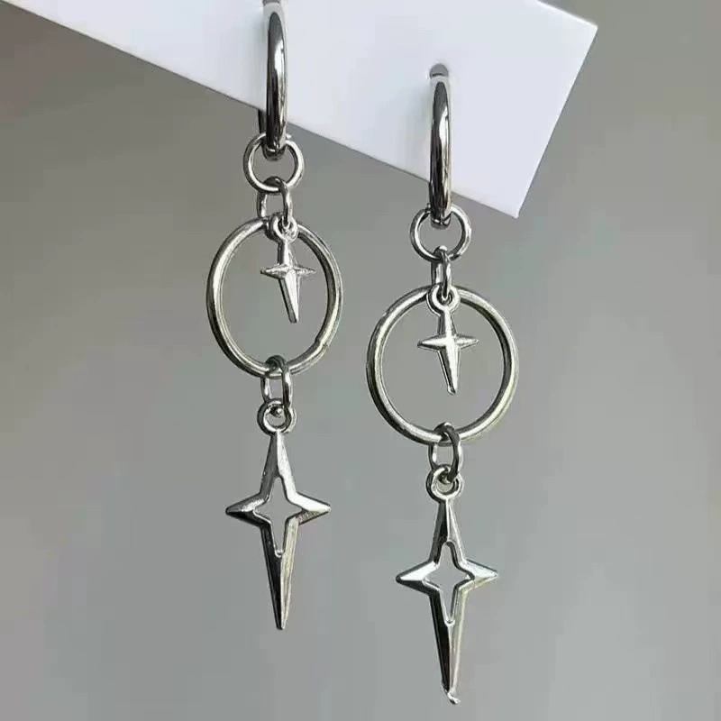 Men'S Accessories In The 90S - 개인화된 펑크 크로스 스타 펜던트 귀걸이