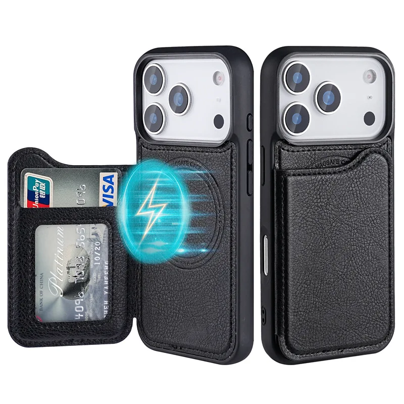 Phone Wallet Combo - 맥세이프 마그네틱 플립 가죽 지갑 카드