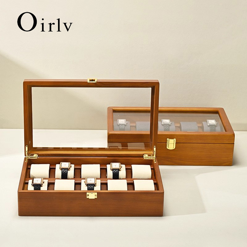 Men Accessories Organiser - Oirlv 10 그리드 시계 상자 나무