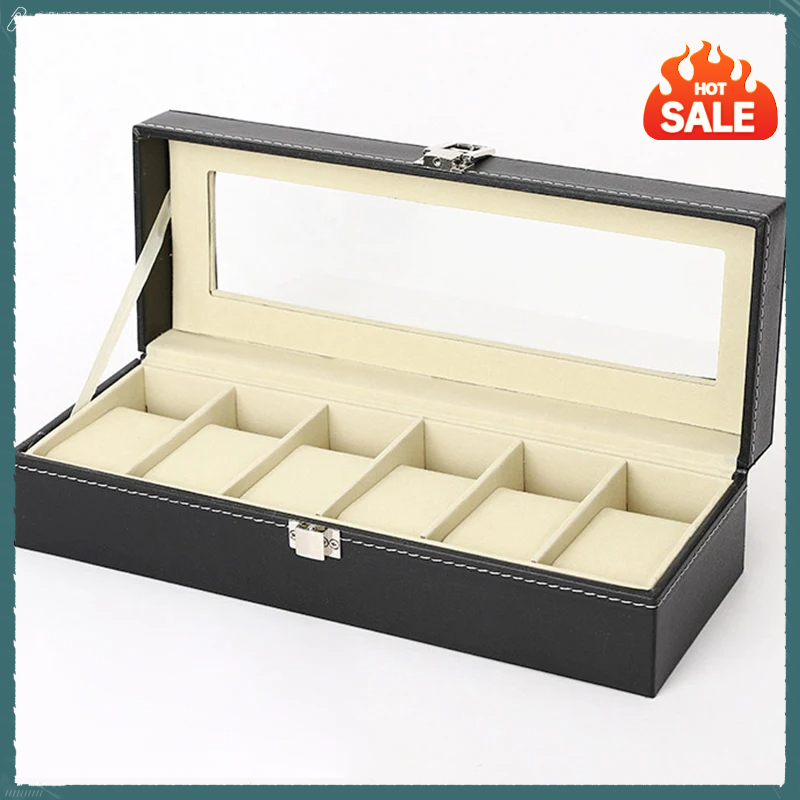 Men Accessories Organiser - 고급 PU 가죽 시계 보관함, 유리