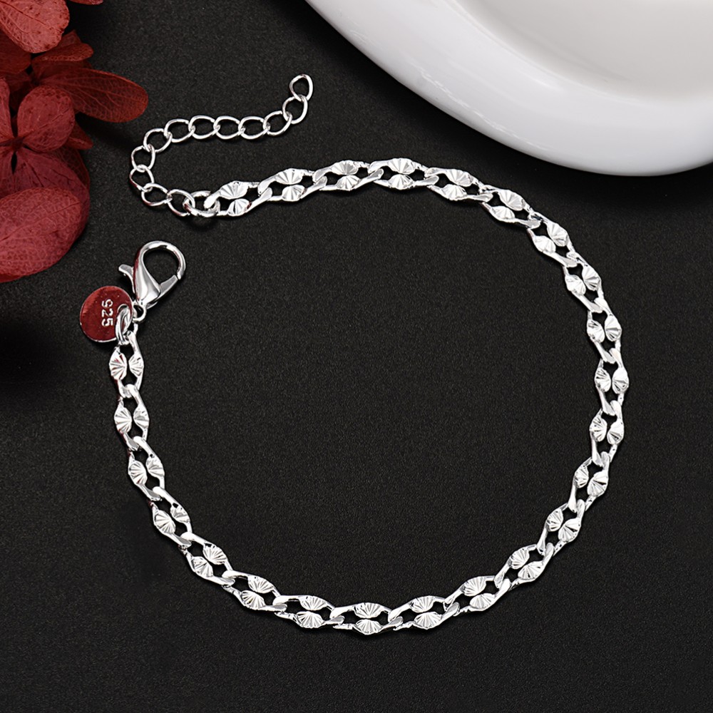 Men Accessories Chain And Bracelet - 925 스털링 실버 예쁜 4MM 체인