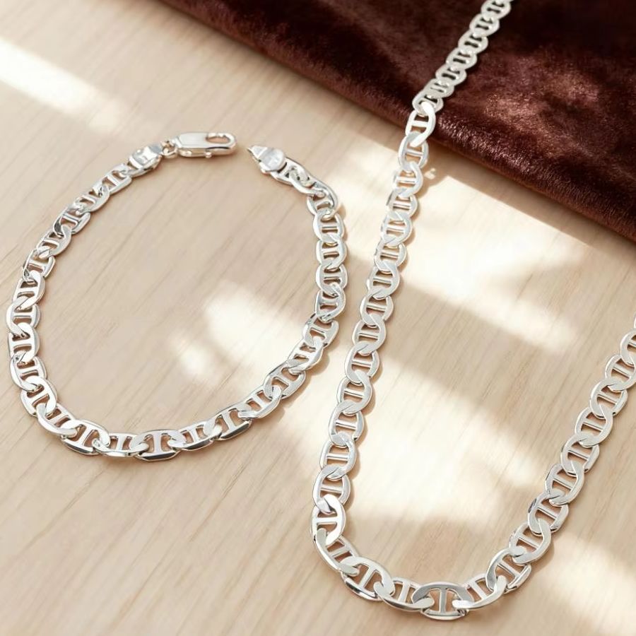 Men Accessories Chain And Bracelet - 새로운 925 스털링 실버 6MM 패션