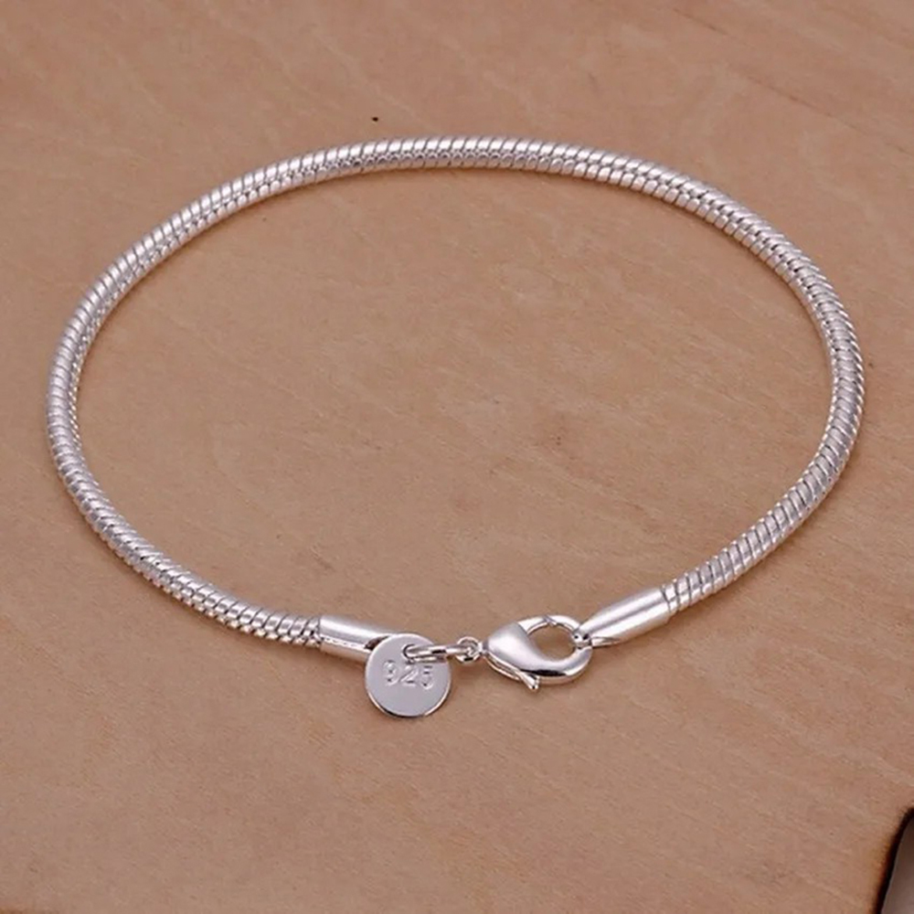 Men Accessories Chain And Bracelet - 925 실버 3MM 스네이크 16-23CM 체인