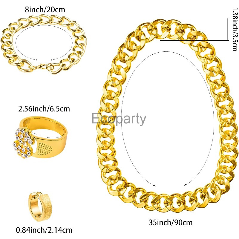 남성용 힙합 코스튬 액세서리 세트, 빈티지 래퍼 코스프 - Men Accessories Chain And Bracelet 리뷰 및 가격