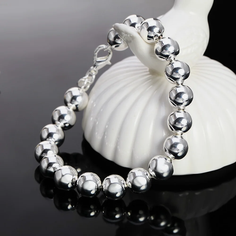 새로운 매력 패션 925 스털링 실버 클래식 10MM  - Men Accessories Chain And Bracelet 리뷰 및 가격