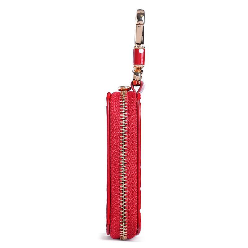 폴카 도트 광택 에나멜 가죽 키 파우치, 골드 지퍼,  - Men Accessories Store 리뷰 및 가격