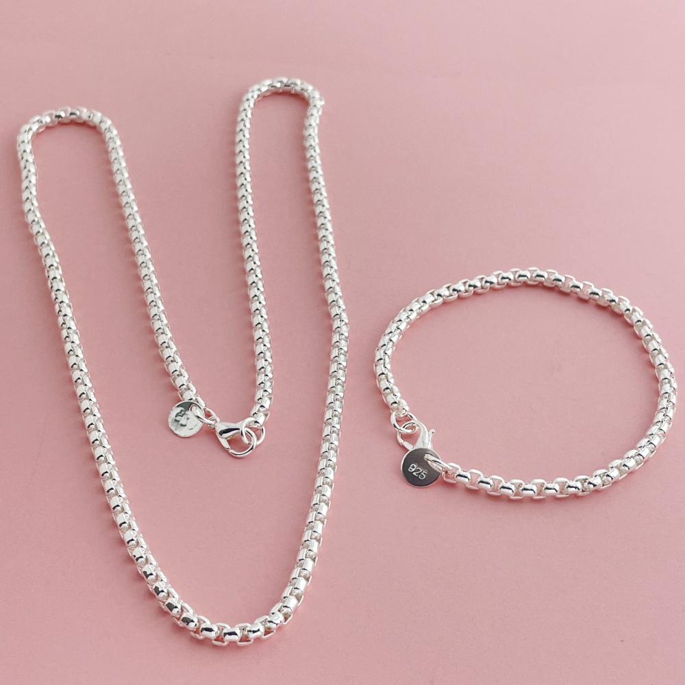 925 스털링 실버 4mm 라운드 박스 체인 베네치아  - Men Accessories Chain And Bracelet 리뷰 및 가격
