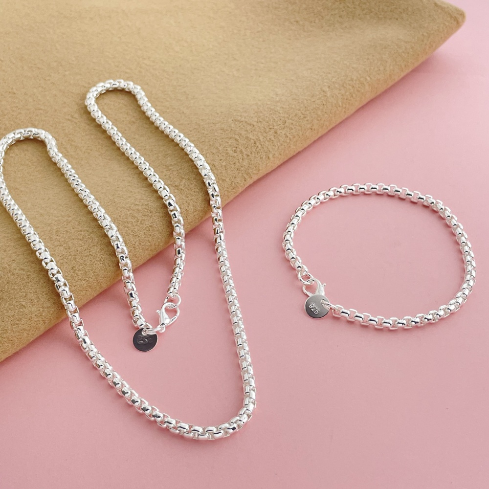 925 스털링 실버 4mm 라운드 박스 체인 베네치아  - Men Accessories Chain And Bracelet 리뷰 및 가격