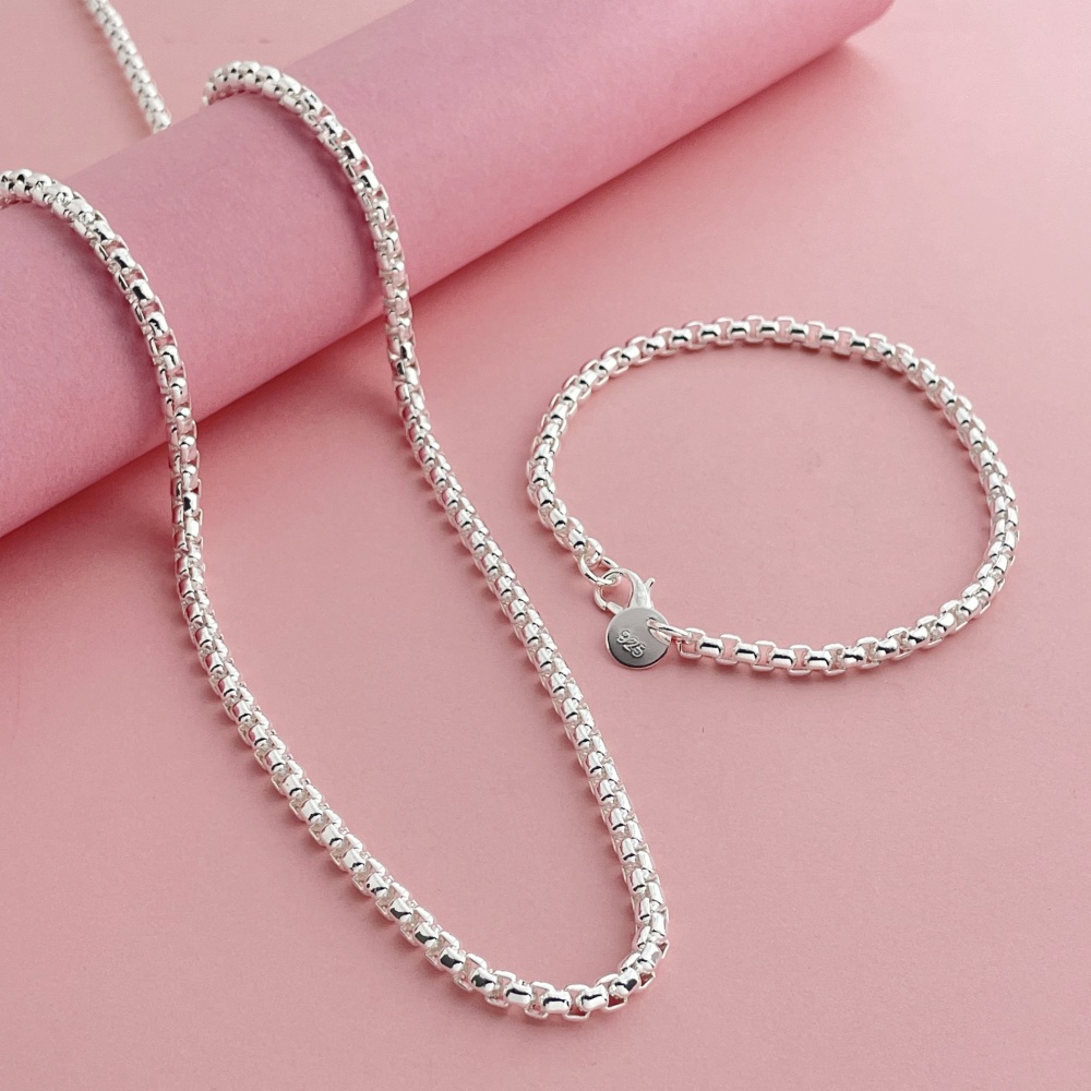 925 스털링 실버 4mm 라운드 박스 체인 베네치아  - Men Accessories Chain And Bracelet 리뷰 및 가격