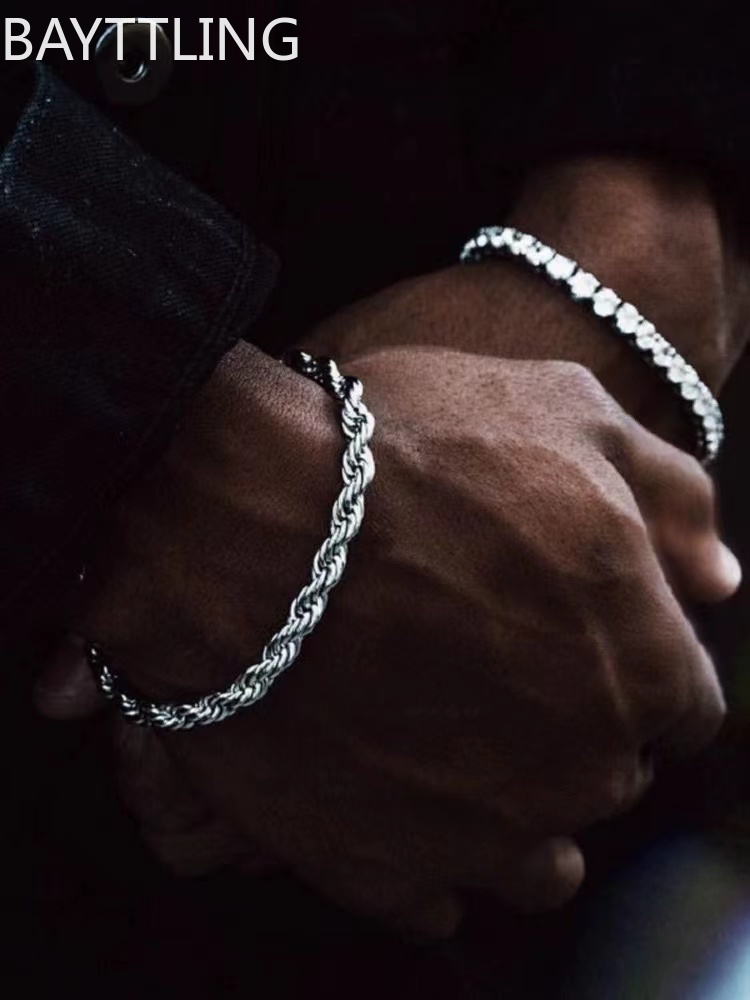 힙합 락 여성을위한 925 스털링 실버 트위스트 체인  - Men Accessories Chain And Bracelet 리뷰 및 가격
