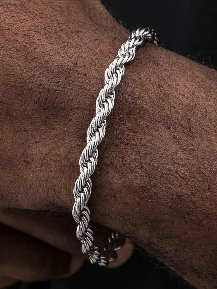 힙합 락 여성을위한 925 스털링 실버 트위스트 체인  - Men Accessories Chain And Bracelet 리뷰 및 가격