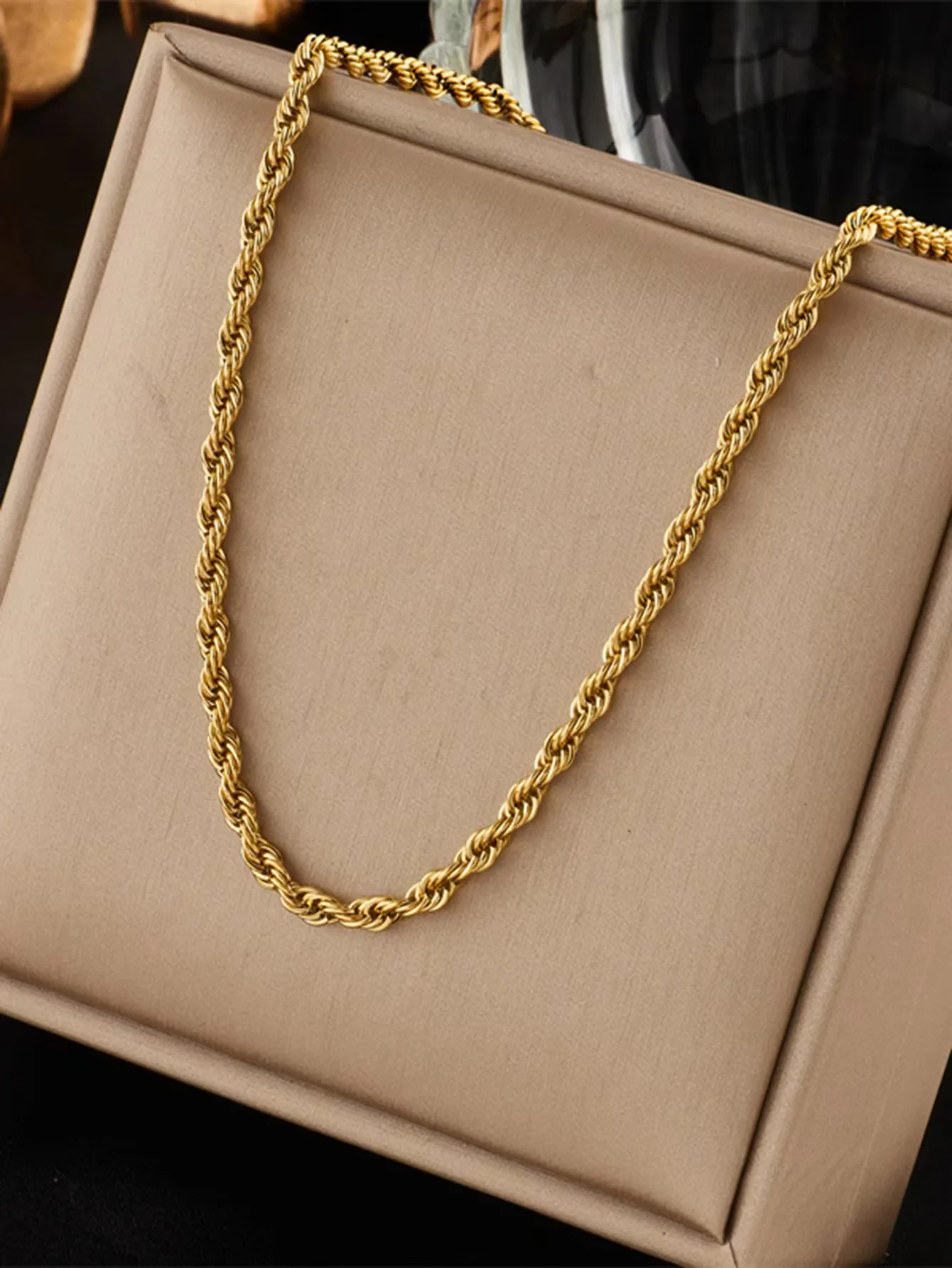 2개 세트 패션 18K 금 4MM 꼬임 로프 체인 목걸 - Men Accessories Chain And Bracelet 리뷰 및 가격