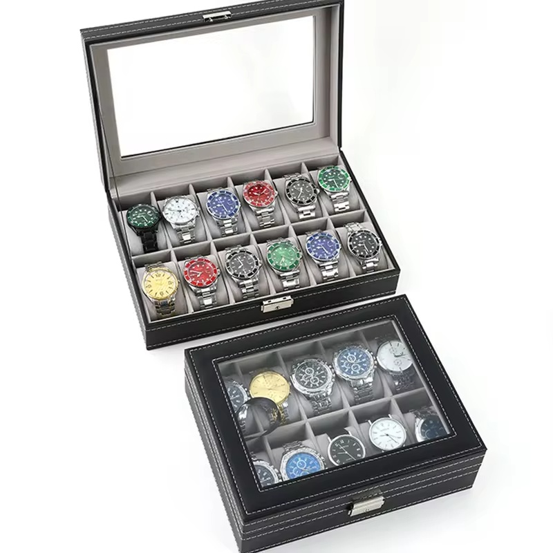유리 뚜껑이 있는 PU 가죽 디스플레이 박스, 남성용  - Men Accessories Organiser 리뷰 및 가격