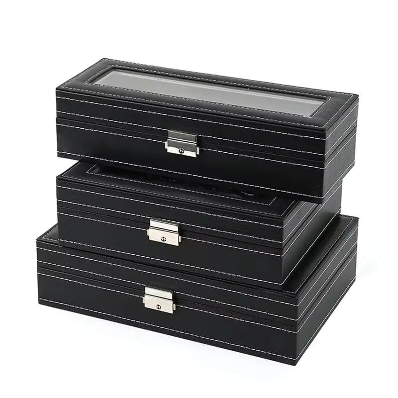 유리 뚜껑이 있는 PU 가죽 디스플레이 박스, 남성용  - Men Accessories Organiser 리뷰 및 가격