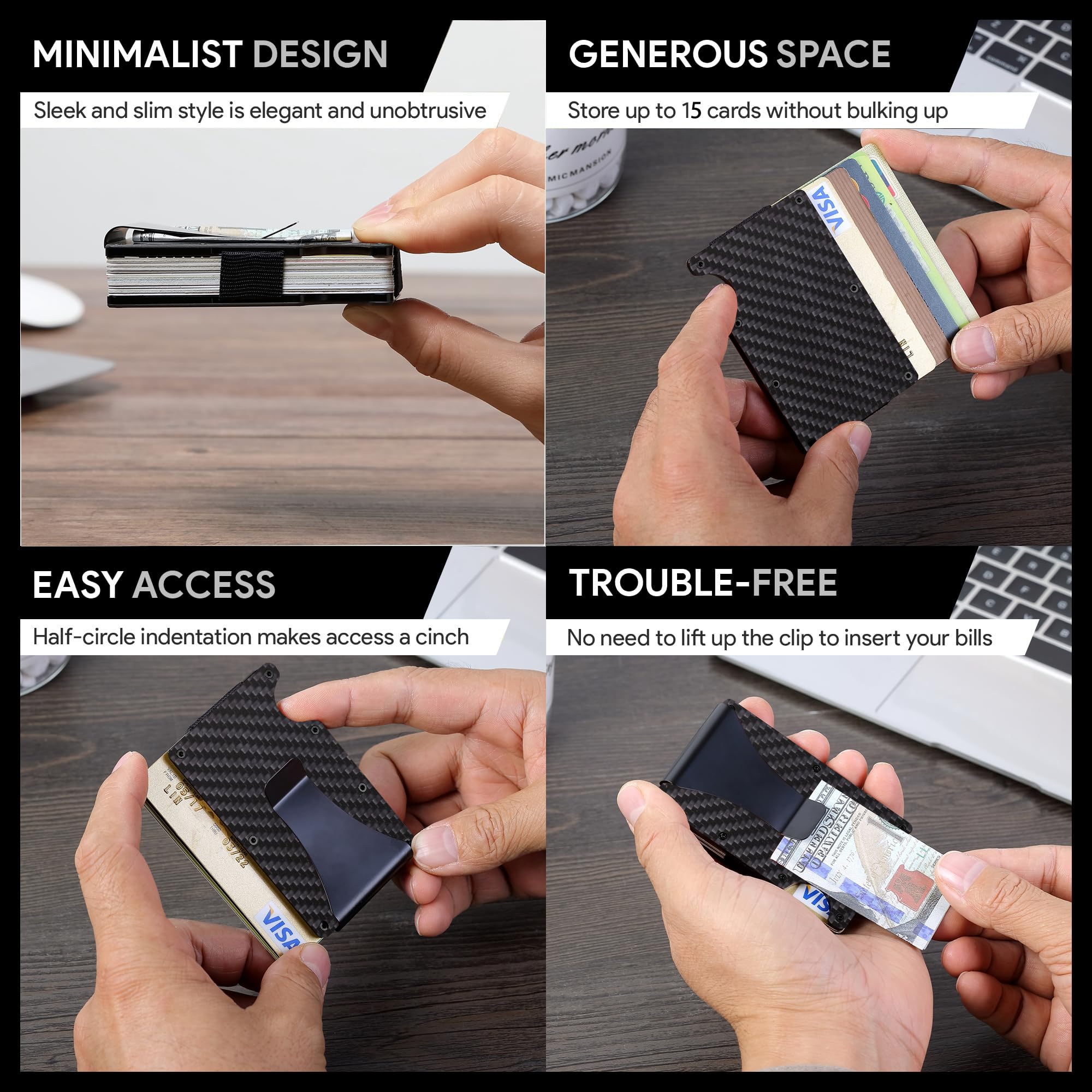 탄소 섬유 지갑, 금속 머니 클립 지갑, 남성용 미니멀 - Card Case Minimalist 리뷰 및 가격