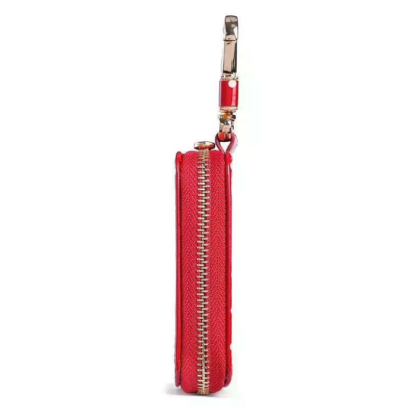 폴카 도트 광택 에나멜 가죽 키 파우치, 골드 지퍼,  - Men Accessories Store 리뷰 및 가격