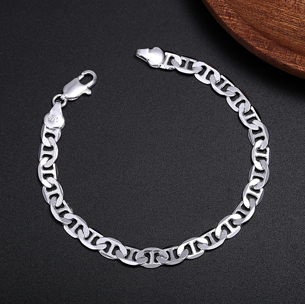 럭셔리 디자이너 925 스털링 실버 트렌드 6MM 체인 - Men Accessories Chain And Bracelet 리뷰 및 가격