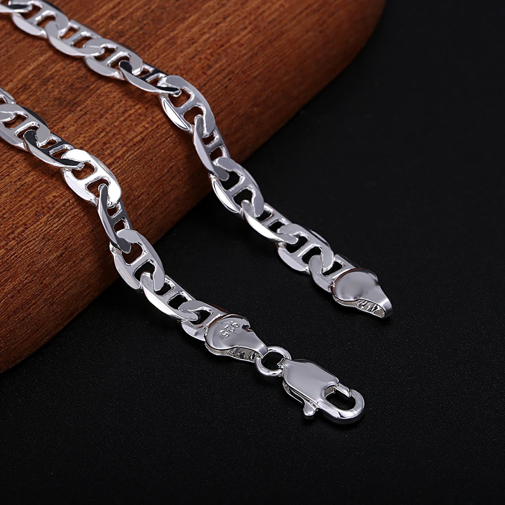 럭셔리 디자이너 925 스털링 실버 트렌드 6MM 체인 - Men Accessories Chain And Bracelet 리뷰 및 가격