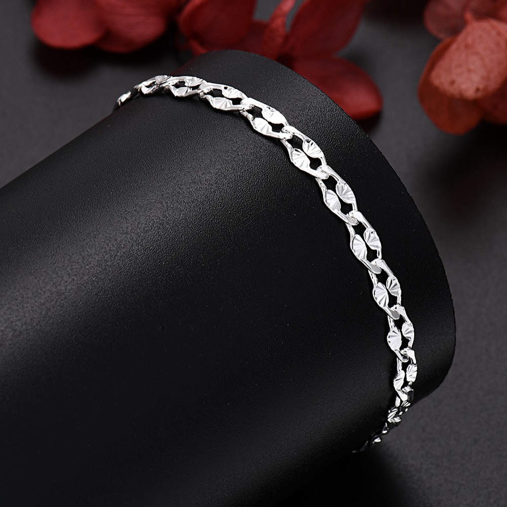 925 스털링 실버 예쁜 4MM 체인 팔찌 여성용 남성 - Men Accessories Chain And Bracelet 리뷰 및 가격
